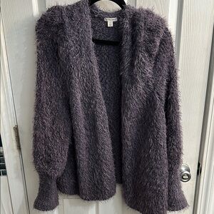 Melrose and Market Purple Fuzzy Cardigan Sweater